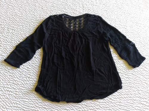 John Paul Richard Black Gauze and Lace 3/4 Sleeve Shirt - Picture 6 of 10