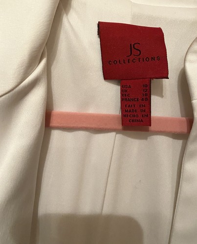 Women JS Collection Long Jacket Coat White Size 10 - Picture 8 of 10