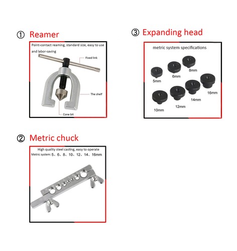 Professional Flaring Tool Kit 7 Dies Double Single Flare Tube Brake Line w/Case - Bild 3 von 8