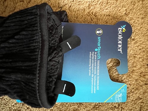 ISOTONER HERREN FLEECE HANDSCHUHE LARGE TOUCHSCREEN KOMPATIBEL SCHWARZ - Bild 4 von 6