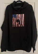 Vintage Eminem Hoodie Adult XL Black US American Flag 100 Cotton Hip Hop Rap