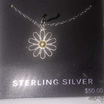 Primrose 18 Inch Sunflower Necklace Sterling Silver .925 New