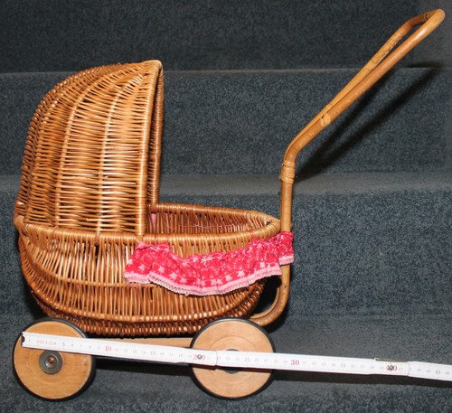 Korbpuppenwagen schöner alter Korbgeflecht Puppenwagen DEKOrativ - Bild 6 von 9