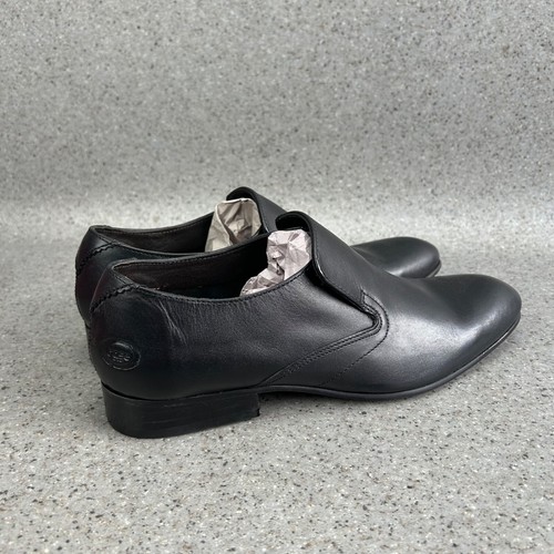 Zapatos Base London Para Hombre Talla 7 Reino Unido Cuero Negro Sin Cordones Inteligentes Informales Capital - Imagen 2 de 9