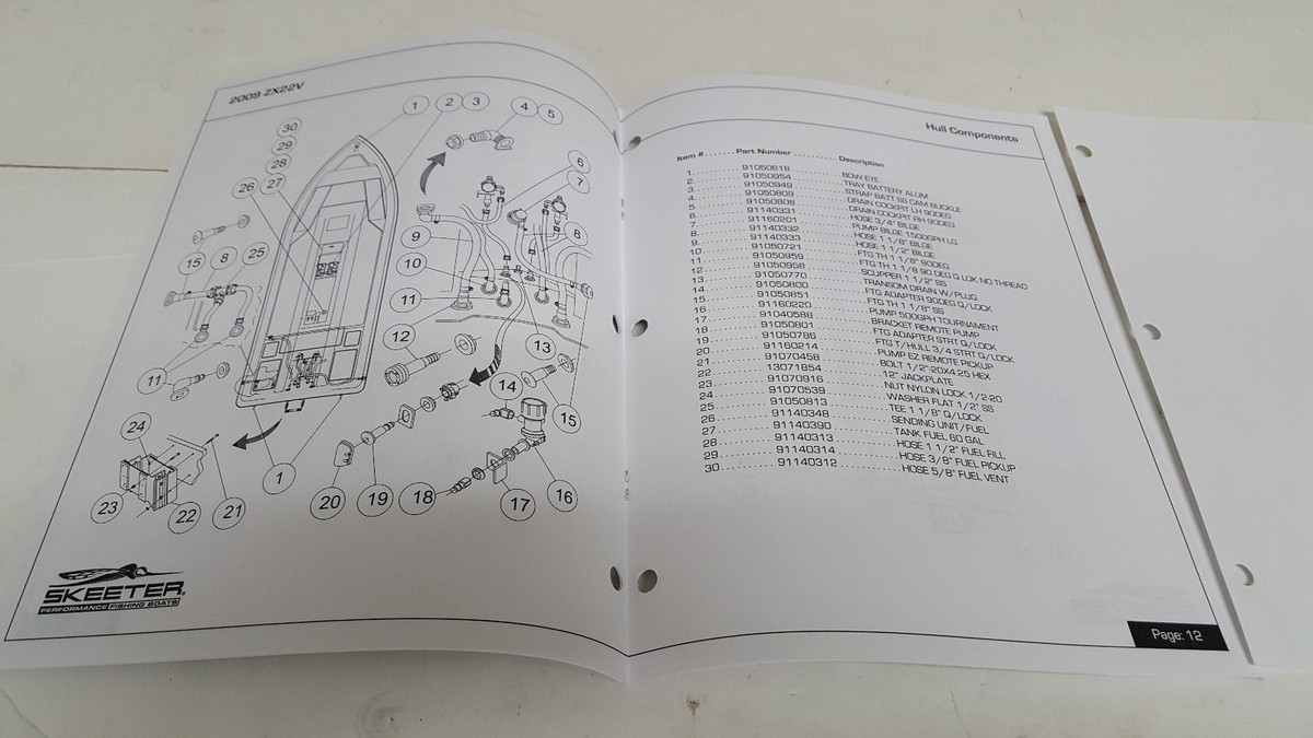 NEW SKEETER BOATS BOAT DEALER PARTS MANUAL 2009 ZX22V | eBay