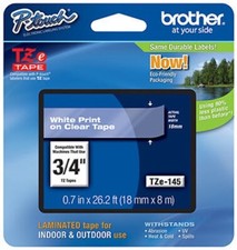 Brother 3/4" (18mm) White on Clear P-touch Tape for PT300, PT-300 Label Maker