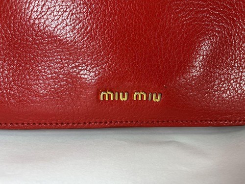 MIU MIU Red Madras Leather Bag Purse Crossbody Shoulder Excellent - Picture 7 of 10