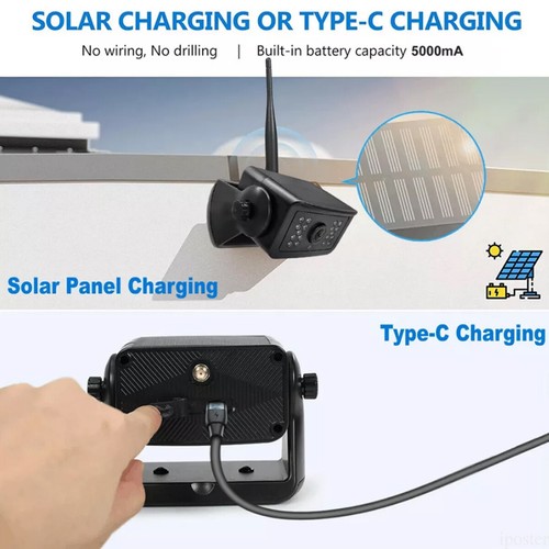 Digital Wireless 7" DVR Monitor Solar Backup Camera Magnetic Base For Caravan Rv - Picture 15 of 22