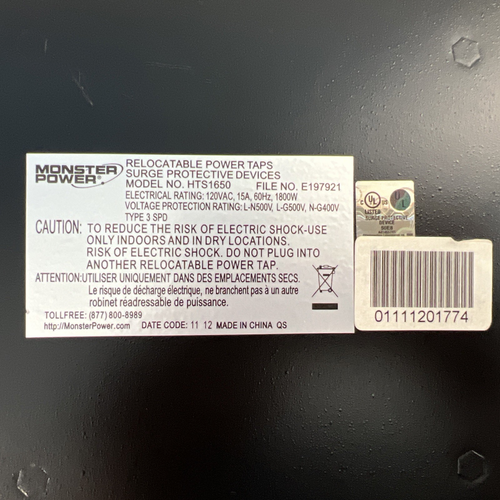 Monster Power HTS 1650 Surge Protector Home Theater Reference PowerCenter 8 Out - Picture 7 of 7