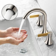 Faucet Matte Brushed Nickel, 2 Handle 3 Holes 8 inch Widespread for any sink