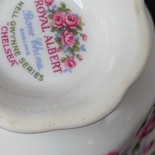 Royal Albert Nell Gwynne "Chelsea" Footed mini cabbage rose Chintz Teacup/Saucer - Picture 18 of 24