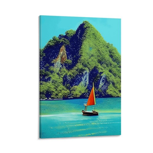 Palawan Island Malaysia Pointillism Style Canvas Poster Gift Landscaping - Picture 13 of 13