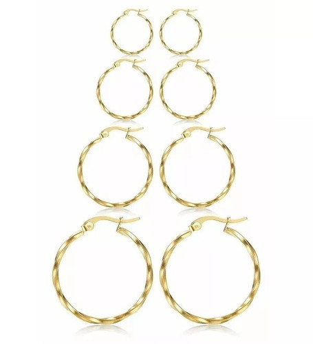 Pairs Gold Filled Twisted Hoop Earrings 15mm / 20mm / 30mm / 40mm - Picture 9 of 11