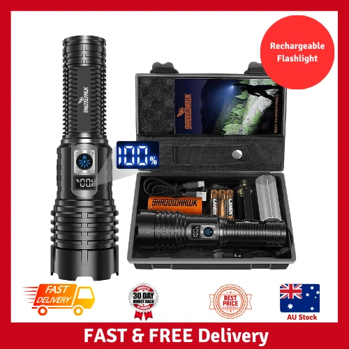 LED Torch Rechargeable Flashlight Shadowhawk 20000 Lumens XHM77.2 Super Bright - Picture 1 of 4