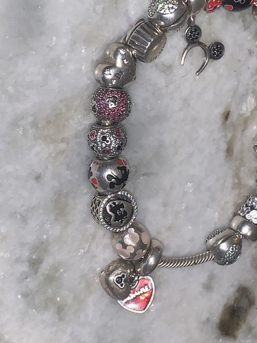 Mickey & Minnie Mouse Disney 19 Charm Pandora 925 ALE Sterling Silver Bracelet - Picture 8 of 8