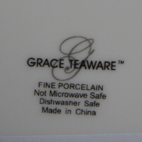 4 Grace Teaware Green Toile Greeny Garden Dinner Plates 10 1/2" NEW - Picture 3 of 3