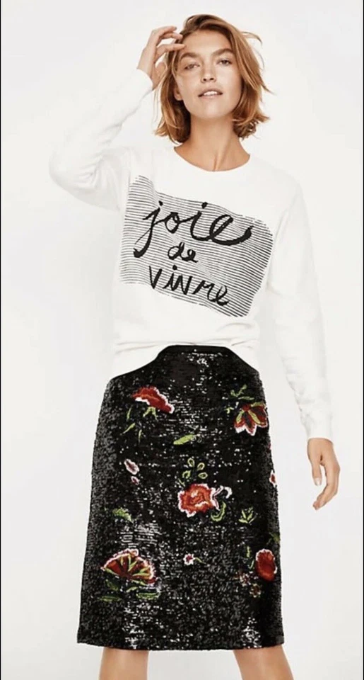 Anthropologie Maeve NUEVA Falda Garden Glitz Negra Floral Lentejuelas Talla 0 Foto 2 de 4