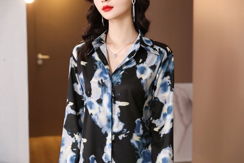 Runway Vintage Blumen Buchstaben Druck Kragen Damen Freizeit Party Top Shirts Blusen - Bild 29 von 62