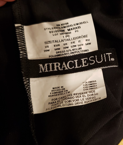 Miraclesuit Womens Black Marais Skirt Swimsuit Size 20W Front Knotted Comfort - Picture 8 of 9