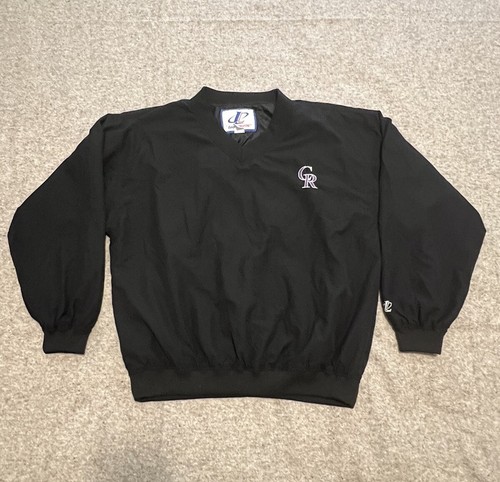 VINTAGE Logo Athletic Colorado Rockies MLB Black Pullover Windbreaker Men’s L - Picture 1 of 6