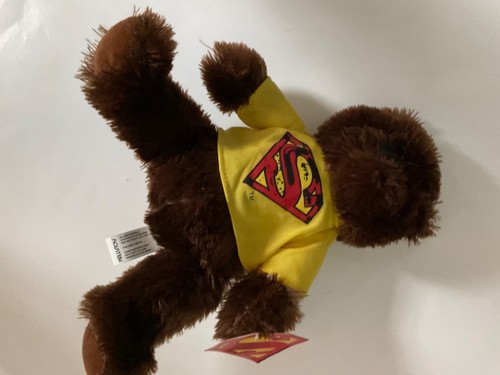 2006 Kellytoy DC Superman 12" Plush Bear In Yellow Superman T-Shirt ~ - Picture 4 of 6