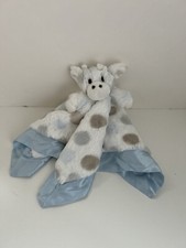 Little Giraffe Lovey Satin Trim Blue White Tan Polka Dots Soft Blanket