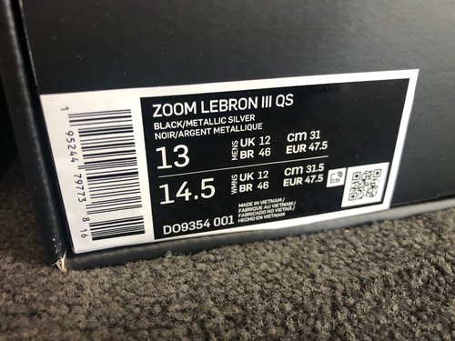 NIKE ZOOM LEBRON III (3) QS - SIZE 13 MENS US - BNIB - DEADSTOCK - Picture 8 of 8