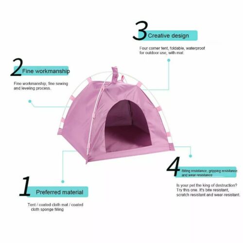 Folding Camping Pet Tent for Cats Puppy Bed Indoor Cat Nest Dog Cave Style House - Picture 7 of 14
