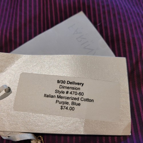 Neu Farinaz Taghavi 4 maßgeschneiderte Bluse mit Knopfleiste Streifen Oberteil lila italienische Baumwolle - Bild 23 von 24