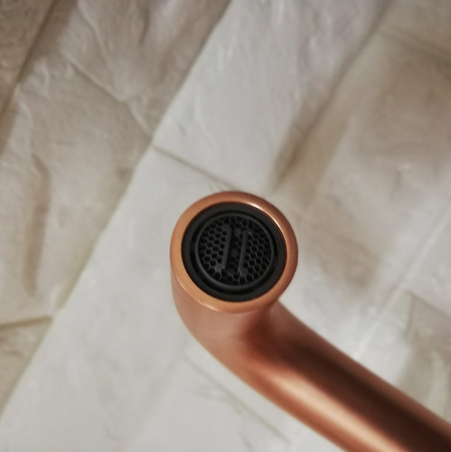 Rubinetto lavabo bagno oro rosa 3 pezzi beccuccio girevole 2 maniglie rubinetto miscelatore a parete - Foto 3 di 7