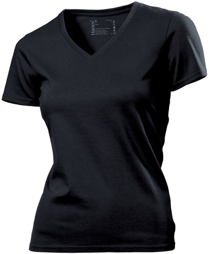 Hanes Tagless Plain Cotton Womens Womans Girls Ladies V Vee-Neck Tee T-Shirt - Picture 5 of 12