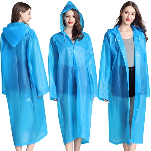 Rain Ponchos for Adults Reusable 2 Pcs Raincoats for Women Men with Hood C-Ad... - Picture 4 of 8