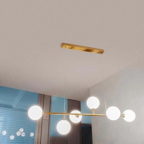 Lampadario a sospensione 6 sfere sfera in vetro bianco attacco g9 moderno - Foto 6 di 8