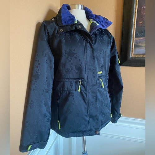 Liquid Venture 500mm Removable Hooded Ski Coat L Black VGUC Warm - Picture 2 of 8