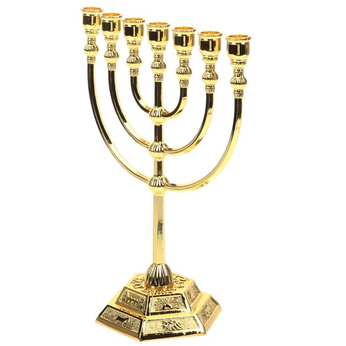 Menorah 7 Branch Jewish Gold Color Hanukkah Israel Jerusalem Holy Land UK - Picture 11 of 20