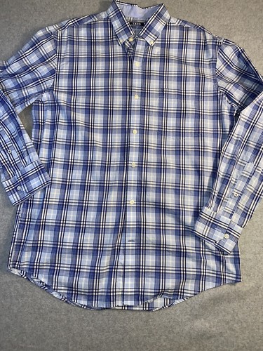 Izod Men's Checkered Long Sleeve Dress Shirt Size Med