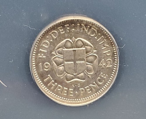 Great Britain 1942 3 Pence Silver Coin ANACS AU55 - Picture 4 of 4
