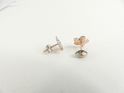 9ct Gold Diamond Earrings Rose & White Stud Daisy Flower 7mm with gift box - Picture 3 of 6
