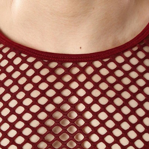Blusa de red de manga larga camisa de malla para hombre informal cuello redondo musculoso red - Imagen 13 de 20