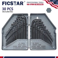 30 PCS Hex Key Allen Wrench Set with Case Inch And Metric Hex Key Combo Set Gray