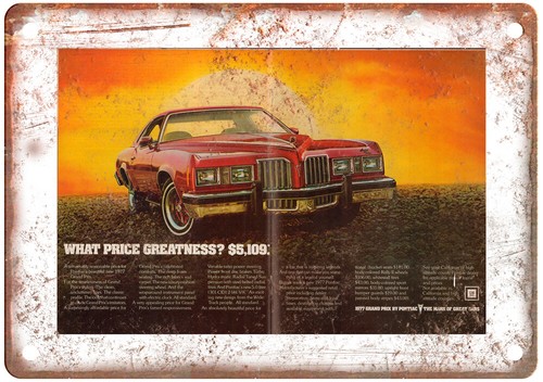 Vintage 1977 Pontiac Grand Prix Auto Ad Reproduction Metal Sign A12355 - Picture 1 of 2