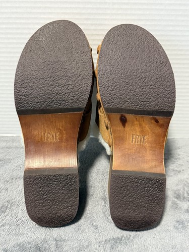 Zuecos de plataforma Frye Melody genuinos forrados de piel de oveja marrón nogal para mujer 6M - Imagen 5 de 9