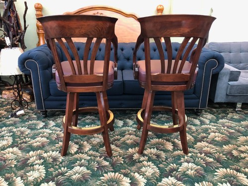 Mikhail Darafeev Nomad Swivel Barstool Leather Seat Cherry Set of 2 Barstools - Picture 8 of 12