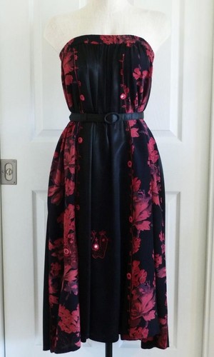 Maxi Falda Completa Tienda Ho Negra Rosa Ciruela Floral Rayón Bordado Cachimba OS USADA EN EXCELENTE ESTADO - Imagen 11 de 12