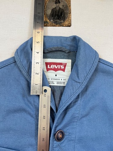 Levis Linen Shawl Collar Engineer Chore Jacket M Vintage Clothing RRL Style Rare - Picture 12 of 20