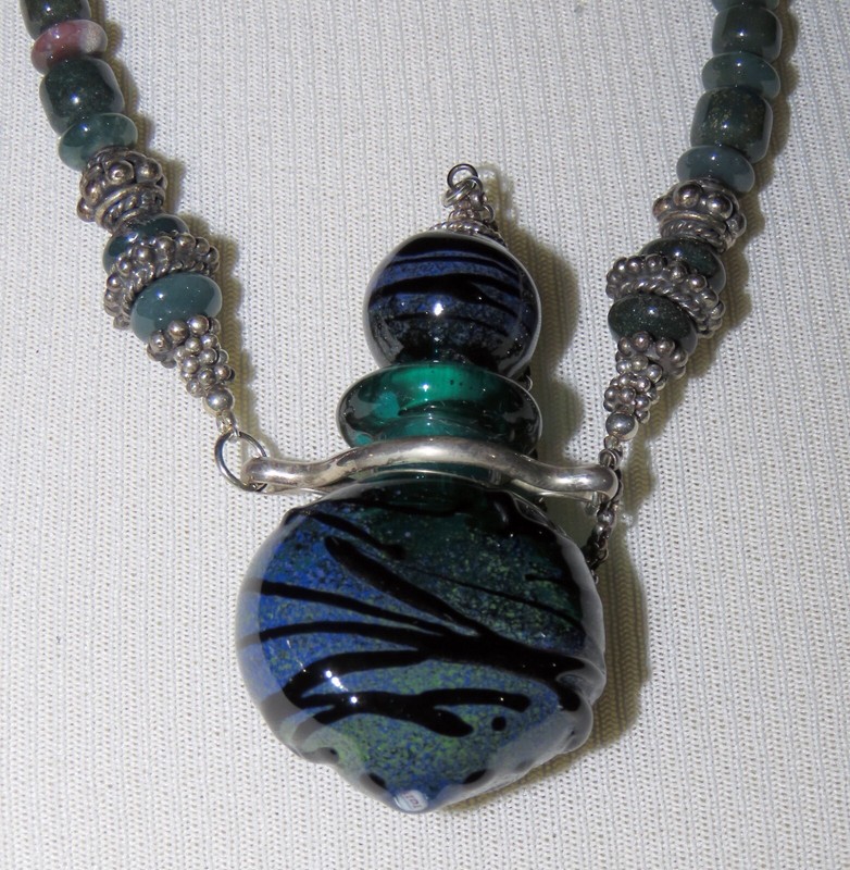 Multi-Gemstone Chain with a Swirl Design Essential Oil Necklace