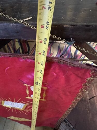 Vintage IOOF Odd Fellows Silk Banner Sword Hourglass Coffin Bible Sign Death - Picture 6 of 6
