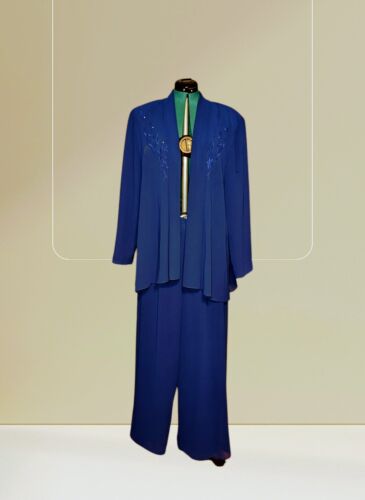 DRESS SAVVY New York 2 Piece CHIFFON Dress Pants SHEER Blazer PLUS 20W Women's