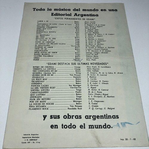 RARO 1953 La canción del Moulin Rouge ¿Dónde está tu corazón? Partituras Fox-Trot - Imagen 6 de 6