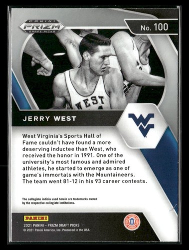 Selecciones del draft Panini Prizm 2021 #100 Jerry West Virginia Mountaineers - Imagen 2 de 2